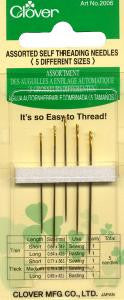 Clover Self Threading Needles Assorted - 051221407079 Quilting Notions
