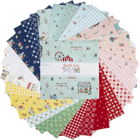 Colorful fabrics included in the Quilt Fair fabric stacker by Riley Blake Designs