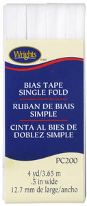 Single Fold Bias Tape White by Wright Co
