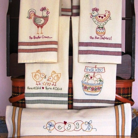 The Hen Delivers Tea Towels Machine Embroidery CD