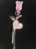Glass Pink Pearl "Mom, I Love You" Rose by Glass Baron