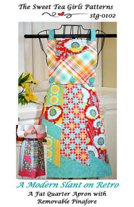 Modern Slate on Retro - A Fat Quarter Apron with Removable Pinafore
