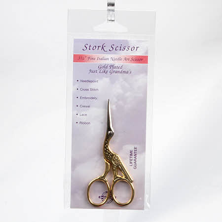 Stork Embroidery Scissor 3-1/2in Gold