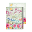 Good Things are Going to Happen pocket notepad. Small size, with the saying on the front and a floral design. Accented with gems and gold foil. Notepaper inside