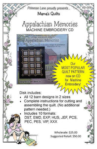 Appalachian Memories Machine Embroidery CD