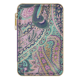 Purple and teal and gold paisley sewing kit with gold zipper case