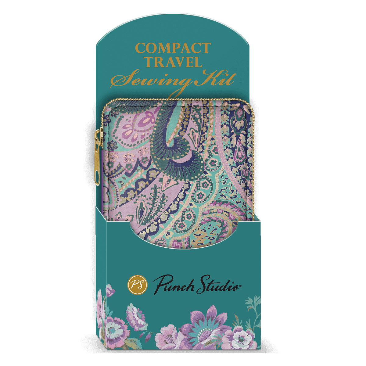Packaged purple paisley sewing kit by Punch Studio