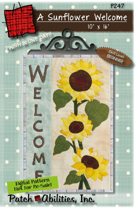 Sunflower Welcome Downloadable Pattern by Patch Abilities