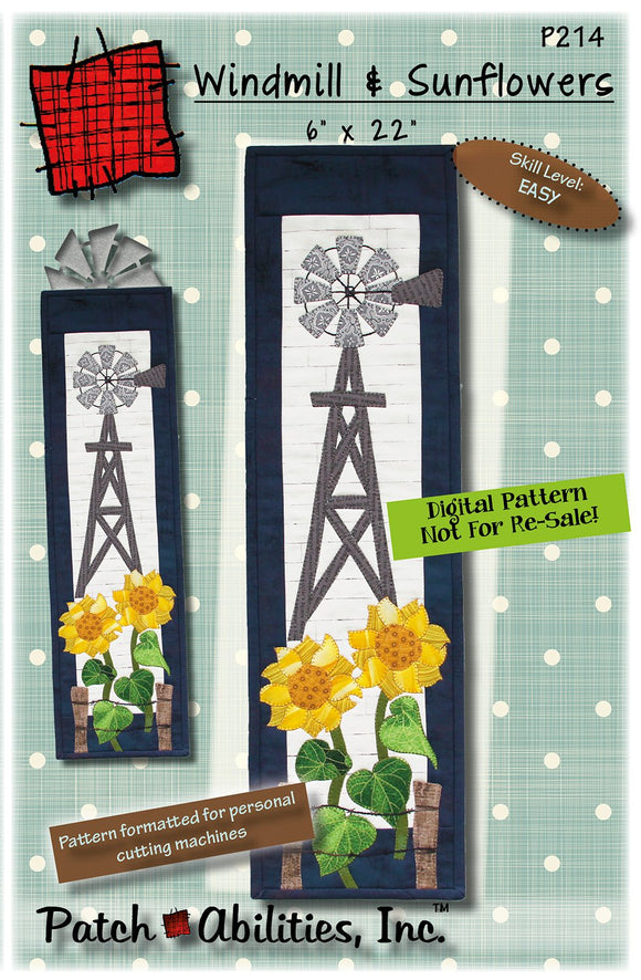 Windmil n Sunflower Downloadable Pattern by Patch Abilities
