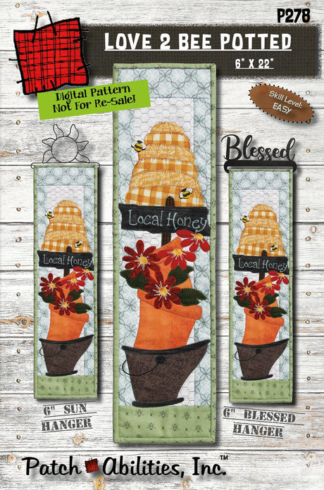 Love 2 Bee Potted Downloadable Pattern by Patch Abilities