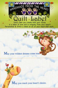 Monkey & Giraffe Quilt Label