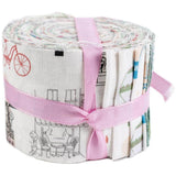 Summertime in Paris fabric selection tied up in a pink ribbon