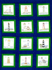 Lighthouses Theme Quilt Blocks 9in Square