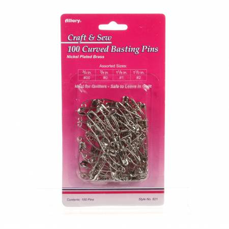 Curved Safety Pins Size 1 & 2 100ct