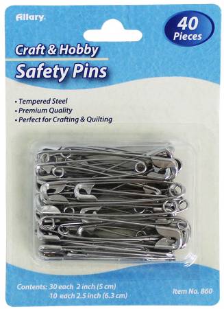 Extra Large Safety Pins 2in & 2-1/2inin Premium Quality 40ct by Allary