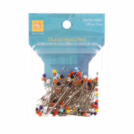 Glass Head Pin Assorted Color Heads Size 20 1-1/4in 150ct