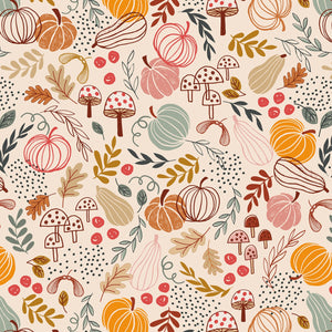 Pumpkins on cream Fabric by Lewis & Irene Fabrics