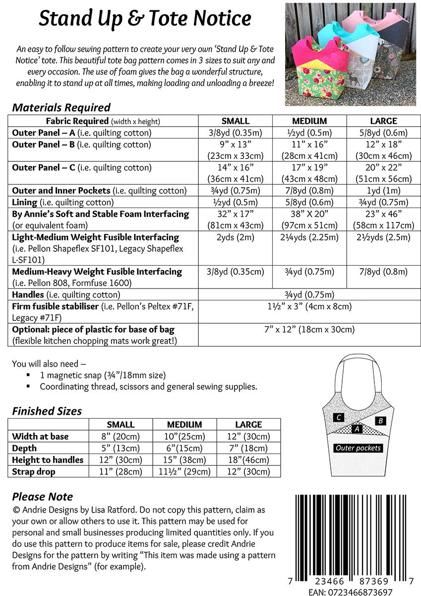 Notice Design Patterns Stand Up & Tote Notice Quilters Pattern – Quilting Books Patterns and ...
