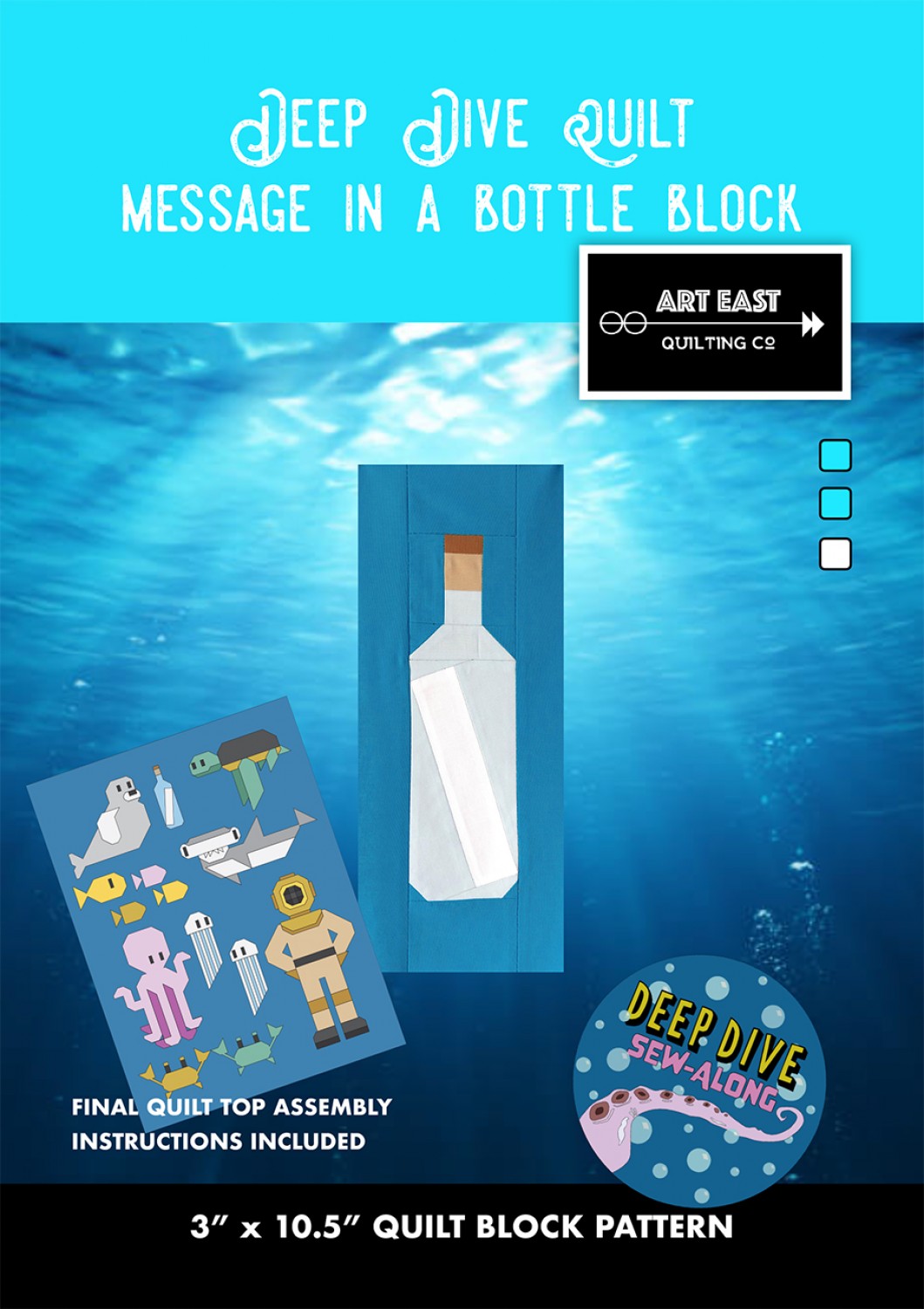 Deep Dive Quilt - Message in a Bottle Block