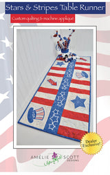 Stars and Stripes Patriotic Table Runner Quilt Pattern by  Amelie Scott Designs