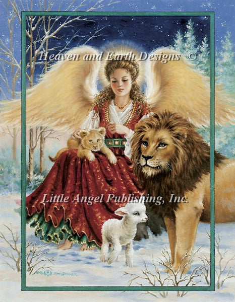 Angel Lion and Lamb Cross Stitch By Dona Gelsinger
