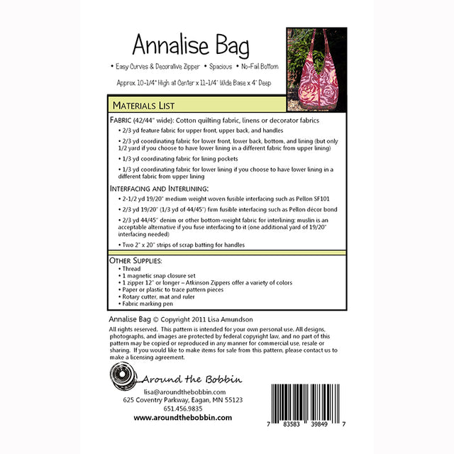 Annalise Bag Pattern – Quilting Books Patterns and Notions