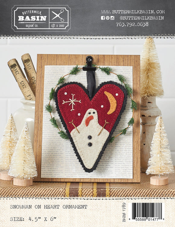 Snowman on Heart Ornament
