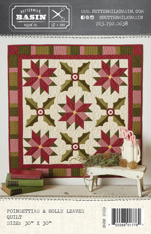 Poinsettias & Holly Leaves Quilt