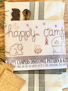 Happy Campers Dishtowel Pattern and Kit