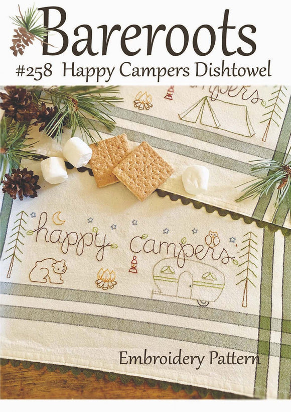 Happy Campers Dishtowel Embroidery Pattern