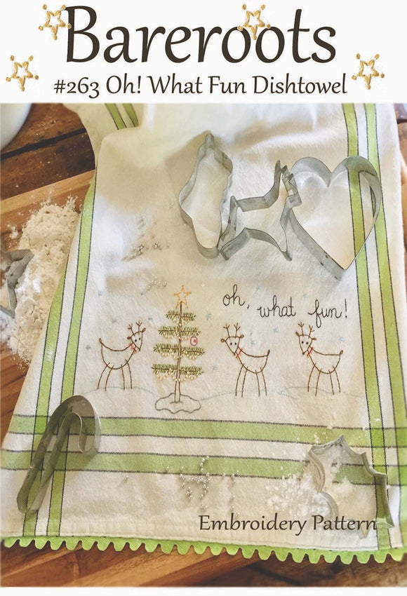 Oh! What Fun Reindeer Dishtowel Embroidery Pattern