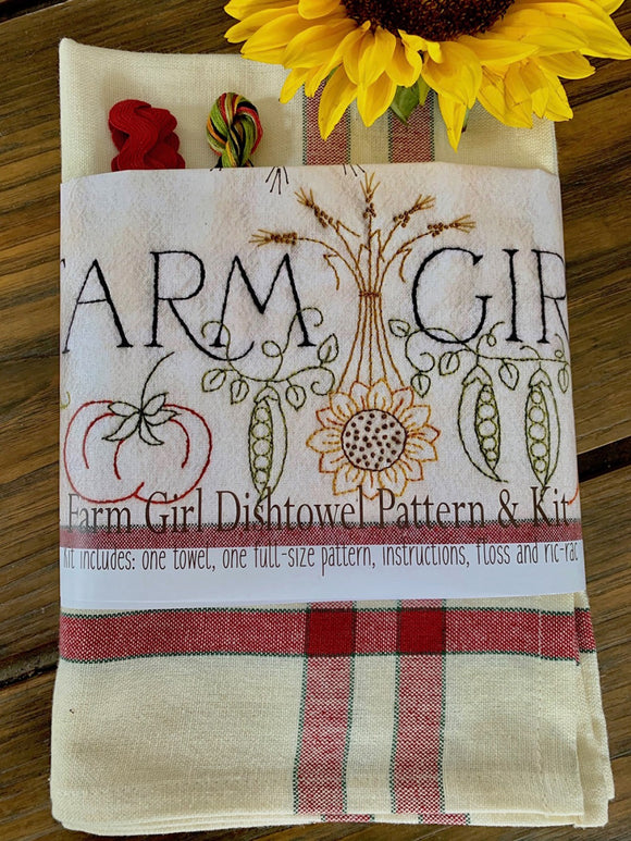 Farm Girl Embroidery Dishtowel Kit