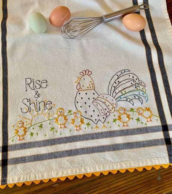 Rise and Shine Embroidery Dishtowel Kit