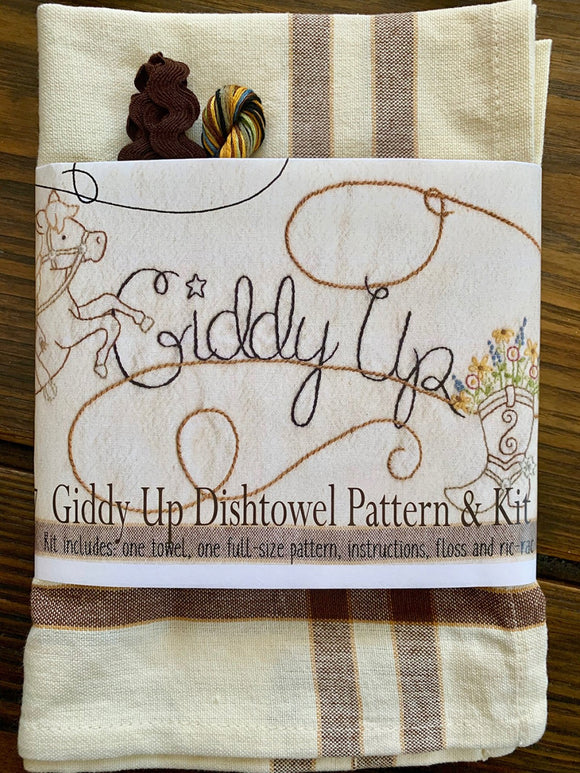 Giddy Up Embroidery Dishtowel Kit