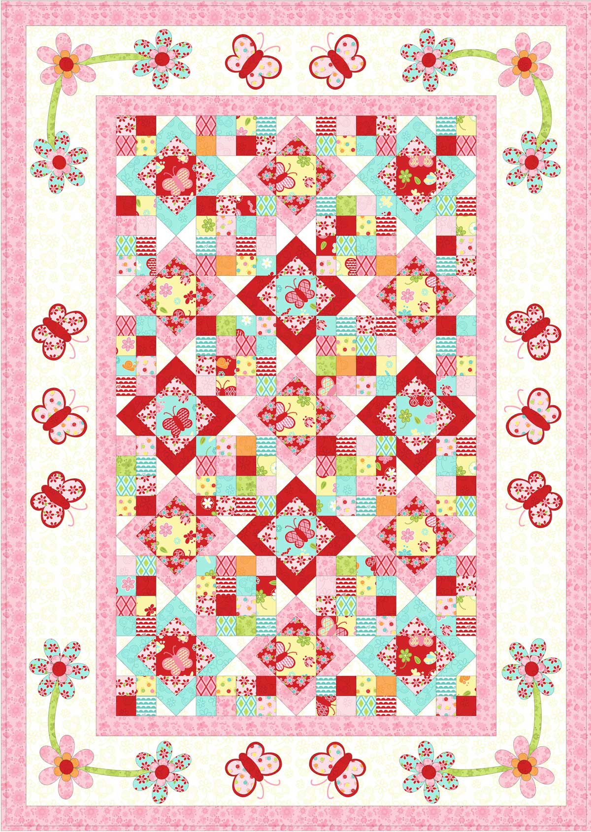 Blossom Like A Butterfly Downloadable Pattern by Kids Quilts