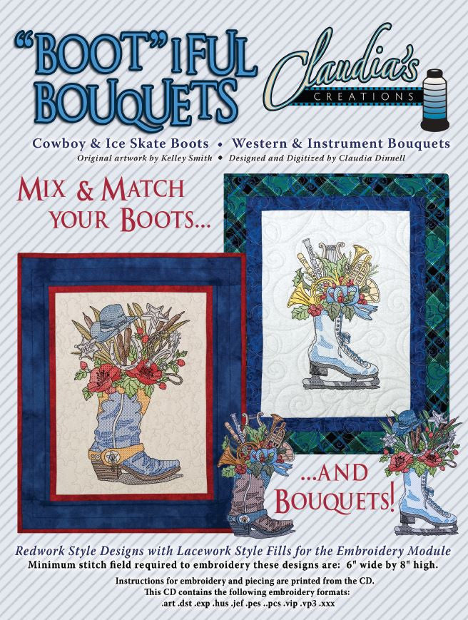 Bootiful Bouquets Cowboy & Ice Skate Boots Pattern – Quilting Books ...