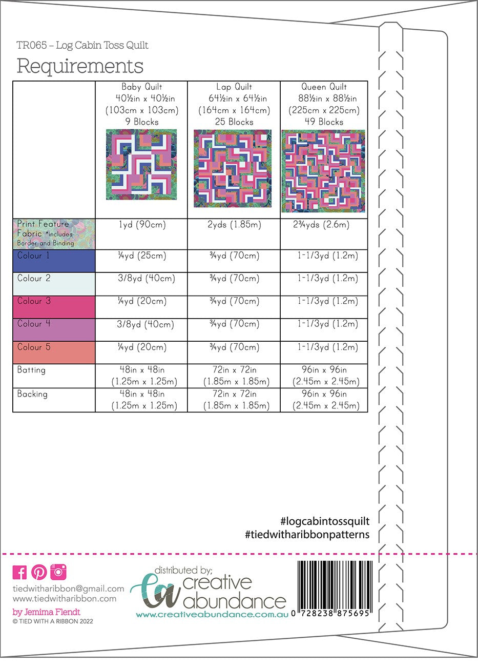 Toss Pattern Log Cabin Toss Quilt Pattern – Quilting Books Patterns and Notions