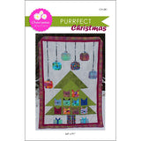 Purrfect Christmas pattern by Charisma Horton featuring cat heads on a Christmas tree with ornaments hanging above