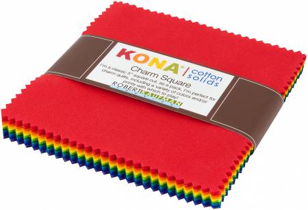 5in Squares Kona Cotton Bright Rainbow Palette, 42pcs/bundle