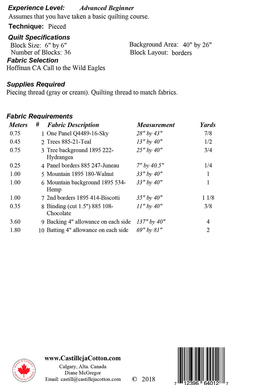 Eagle Mountains Panel Pattern Quilters Pattern Quilting Books