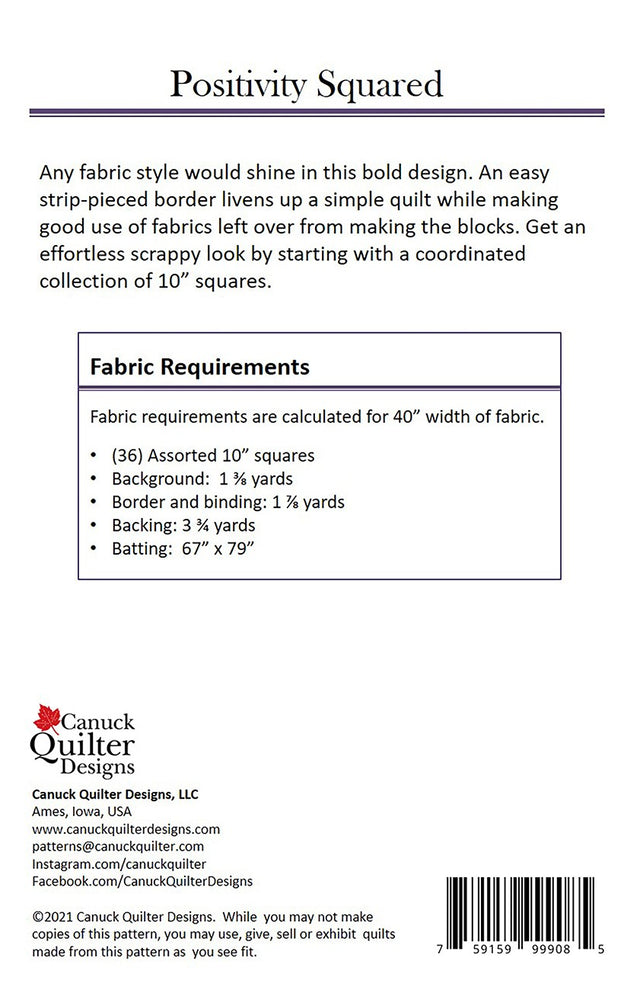 Positivity Squared Patterns – Quilting Books Patterns and Notions
