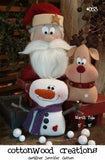 North Pole Pattern. Set of 3 Christmas characters including Santa, reindeer and snowman made of wool felt.