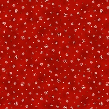 Red Snowflakes Fabric by Michael Miller