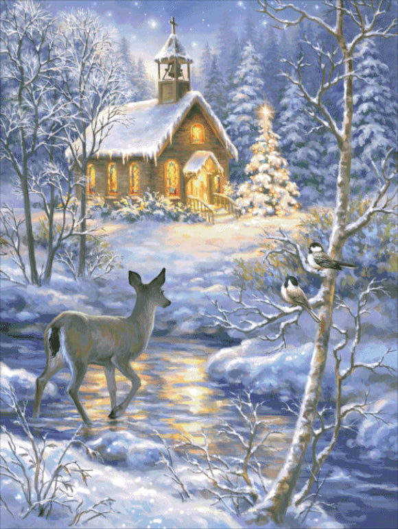 Chapel in the Snow Cross Stitch By Dona Gelsinger