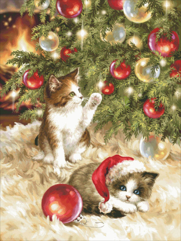 Christmas Tree Kittens Cross Stitch By Dona Gelsinger
