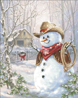 Cowboy Snowman Cross Stitch By Dona Gelsinger