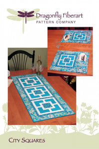 City Squares Table Runner & Placemats With Napkin/Utensil Pocket!