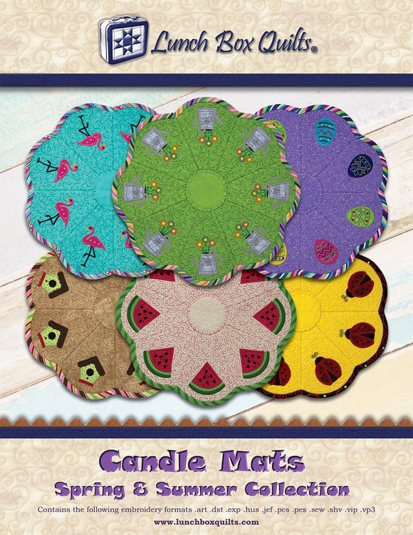 Candle Mats Spring and Summer Applique Machine Embroidery