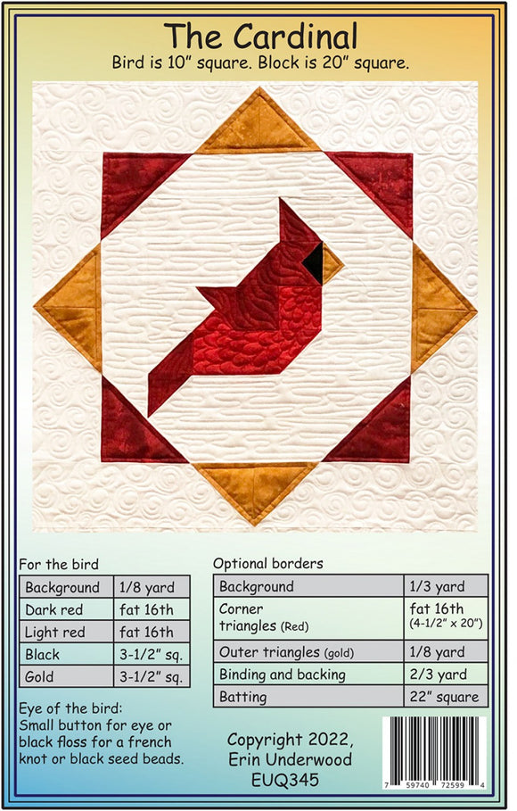 Cardinal Quilt Pattern by Erin Underwood Quilts