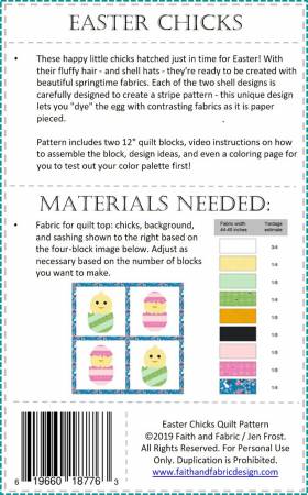 Back of the Easter Chicks Quilt Pattern by Faith and Fabric